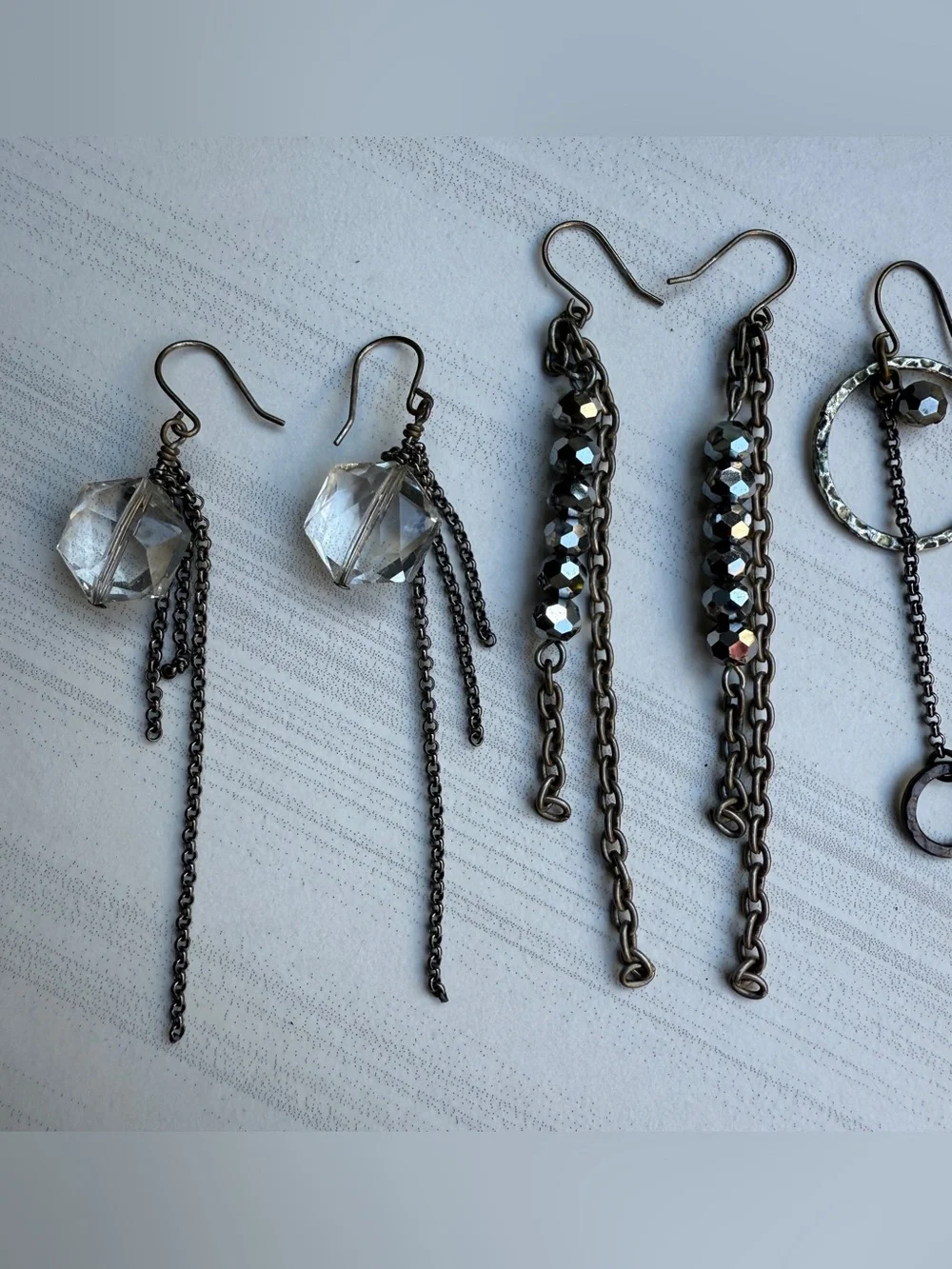 3️⃣Pairs of Artisan Handcrafted Earrings Metal Tones Faceted Glass Beads 3”+Long - Picture 4 of 15